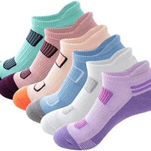 AIRSTROLL Coolmax Athletic Running Ankle Socks Womens Colorful Low Cut Socks 4/6 Pairs