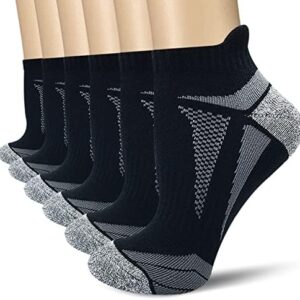 AKOENY Women's Cushioned Athletic Socks Low Cut Ankle Socks Anti Blister Tab 6 Pairs