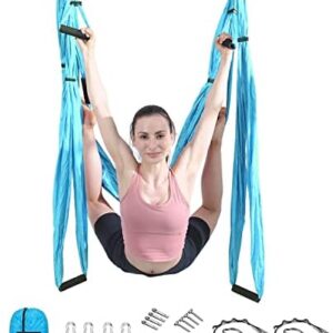 Aerial Yoga Flying Yoga Swing Set Yoga Hammock Trapeze Sling Inversion Tool for Gym Home Fitness (with Ceiling Anchors and 2 Extensions Straps)