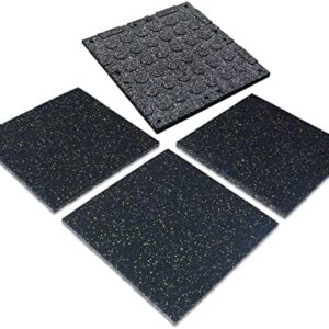 Baoz 4Pcs Eco-Sports Interlocking Tiles Heavy Duty 25mm Thick Rubber Exercise Equipment Mats Anti-Slip Rubber Gym Flooring 20"X20"X1" Protective Interlocking Rubber Tiles for Gym Home Workout