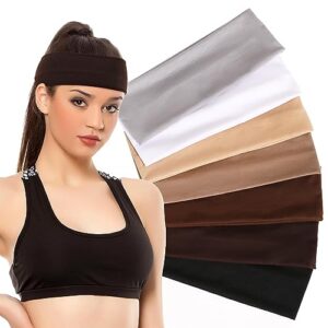 Bessrung 7 PCS Headbands for Women, Sweat Bands Headbands for Women, Soft Fabric Hair Bands for Thick Thin Hair, Thick Headbands for Girls, Cloth Sweat Bands for Yoga Casual Outfit