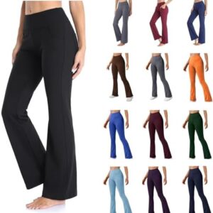 Flared Leggings for Women Yoga Pants High Waist Bootcut Long Bell Bottom Stretch Workout Leggings with Pockets