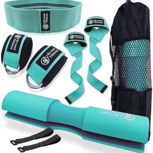 J Bryant Barbell Pad Set with 2 Ankle Straps for Cable Machines Hip Resistance Band Weight Lifting Straps Thick Cushion Hip-Thrusts Pad with Carry Bag for Squats Bench Press Workout