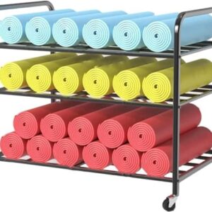 JYDQMOLS 3 - Layers Yoga Mat Storage Holder, Heavy Duty Tall Yoga Pregnancy Ball Organizer Cart, for Fitness Club