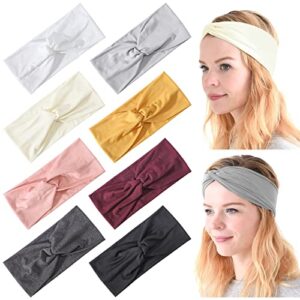 Jollybows 8 Pack Wide Headbands for Women Girls Workout Yoga Running Womens Headbands Boho Hair Bands for Women's Hair Non Slip Head Bands Thick Head Wrap Hair Wrap