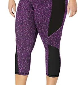 Just My Size Women's Plus Size Active Pieced Stretch Capri, Spot On Plum Dream/Black, 2X