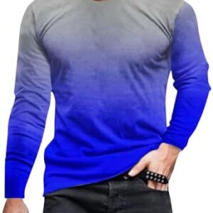 Men's Trendy Long Sleeve T-Shirts Graphic Tees Novelty Gradient Printed Fashion T-Shirt Fall Casual Blouse Tops 2023