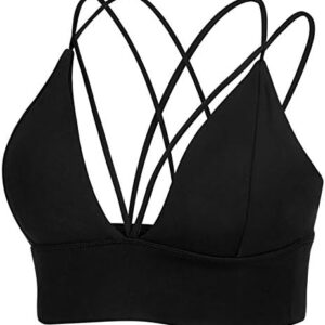 MotoRun Padded Strappy Sports Bras for Women Criss Cross Back Medium Support Workout Running Yoga Bra