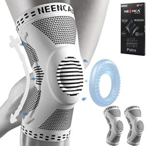 NEENCA 2 Pack Knee Braces for Knee Pain, Compression Knee Sleeves with Patella Gel Pad & Side Stabilizers, Knee Support for Meniscus Tear, Arthritis, Joint Pain, ACL, Runner, Workout- FSA/HSA APPROVED