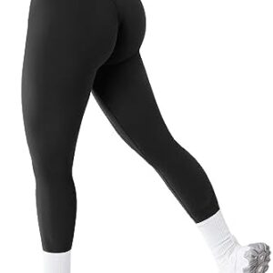 RXRXCOCO Ribbed Butt Lifting Leggings for Women Booty Gym Leggings High Waisted Workout Yoga Pants