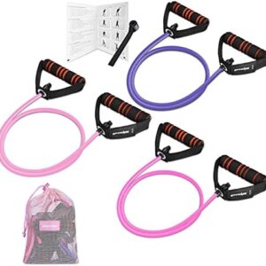 Resistance Exercise Bands Set with Handles Workout Bands for Physical Therapy, Strength Training for Working Out- Door Anchor and Workout Guide.