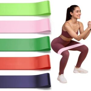 Resistance Loop Exercise Bands for Working Out, Fitness Elastic Bands, Workout Bands for Home Gym, Stretching, Crossfit, Yoga, Pilates, Physical Therapy (5pcs Set) - Random Color