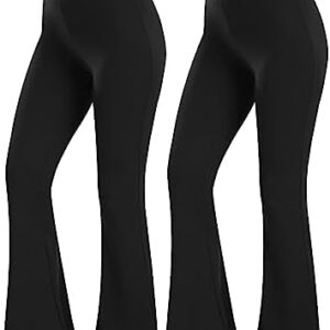 Ridshy Falre Leggings for Women High Waisted Yoga Pants Crossover Workout Legging Bootcut Flared Dress Pants 2 Pack