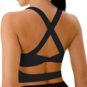 Sports Bras for Women Criss-Cross Back Padded Workout Tank Tops Medium Support Crop Tops for Women