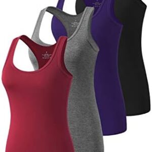 Star Vibe Racerback Workout Tank Tops for Women Basic Athletic Tanks Yoga Undershirt Sleeveless Exercise Tops 4 Pack