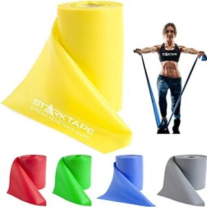 Starktape Resistance Bands Professional 8,16, 25 Yard Bulk Rolls. Latex-Free Elastic Physical Therapy Band. No Scent, No Powder - Perfect for Home Exercise, Yoga, Pilates, Gym, Rehab