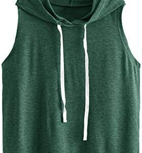 SweatyRocks Women's Summer Sleeveless Hooded Tank Top T-Shirt for Athletic Exercise Relaxed Breathable