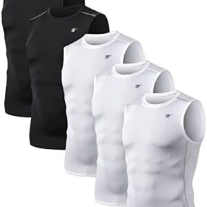 TELALEO 5 Pack Men's Athletic Compression Shirts Sleeveless Workout Tank Top