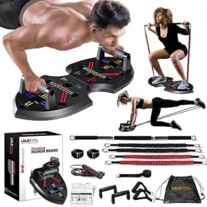 Upgraded Push Up Board: Multi-Functional 20 in 1 Push Up Bar with Resistance Bands, Portable Home Gym, Strength Training Equipment, Push Up Handles for Perfect Pushups, Home Fitness for Men and Women