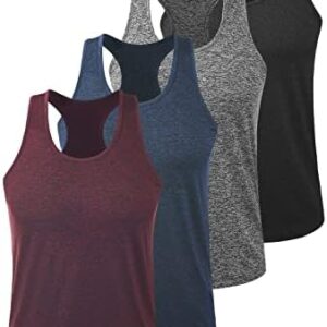 Vislivin Workout Tank Tops for Men Quick Dry Y-Back Tanks Bodybuilding Sleeveless Shirts-4 Packs