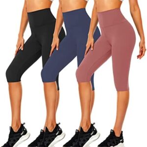 Women's Knee Length Leggings-High Waisted Capri Pants Biker Shorts for Women Yoga Workout Exercise Short Casual Summer