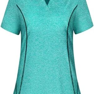 Yakestyle Women's V Neck Golf Shirts Short Sleeve Athletic Quick Dry Moisture Tennis Wicking Yoga Golf Polo Shirts