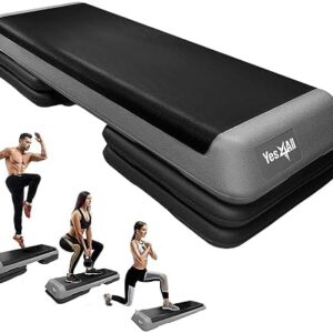 Yes4All Adjustable Workout Aerobic Exercise Step Platform Health Club Size with 4 Adjustable Risers Included and Extra Risers Options