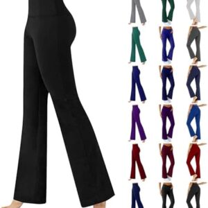 ZsaeSM Flare Yoga Pants for Women Baggy Soft Flare Leggings with Pockets Stretch High Waisted Straight Wide Leg Lounge Pants