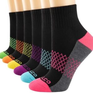 eallco Womens Athletic Ankle Socks Quarter Cushioned Running Socks Hiking Sport Socks 6 Pairs